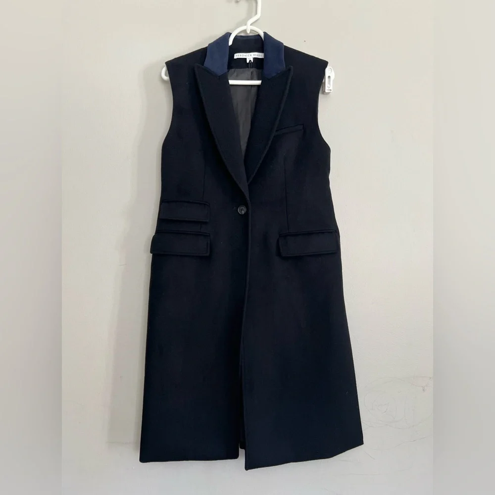 Veronica beard palmer Dickey wool longline vest in black size 4/ small - Picture 5 of 9